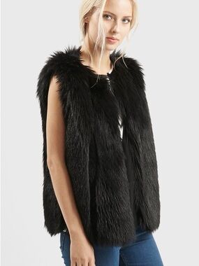 Topshop Black Faux Fur Vest